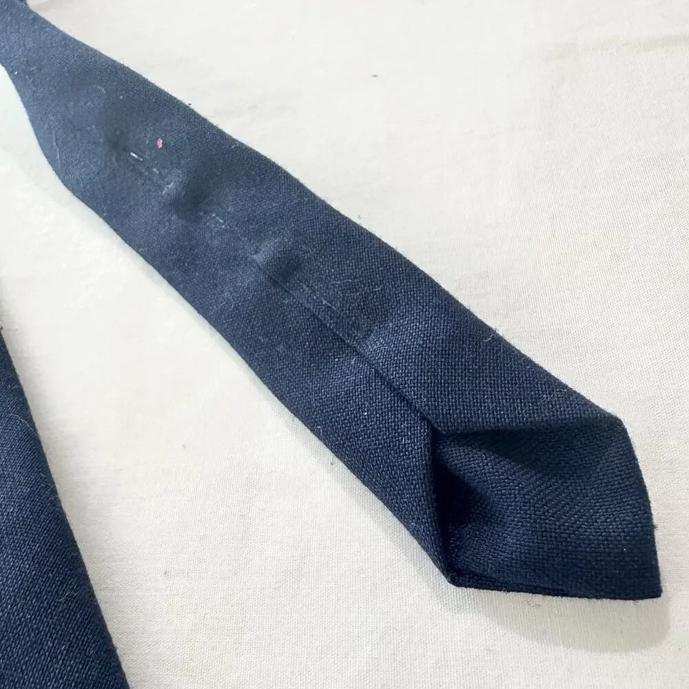 Vintage Prince Consort Mens Navy Blue Button Down Tie Adjustable Uniform USA